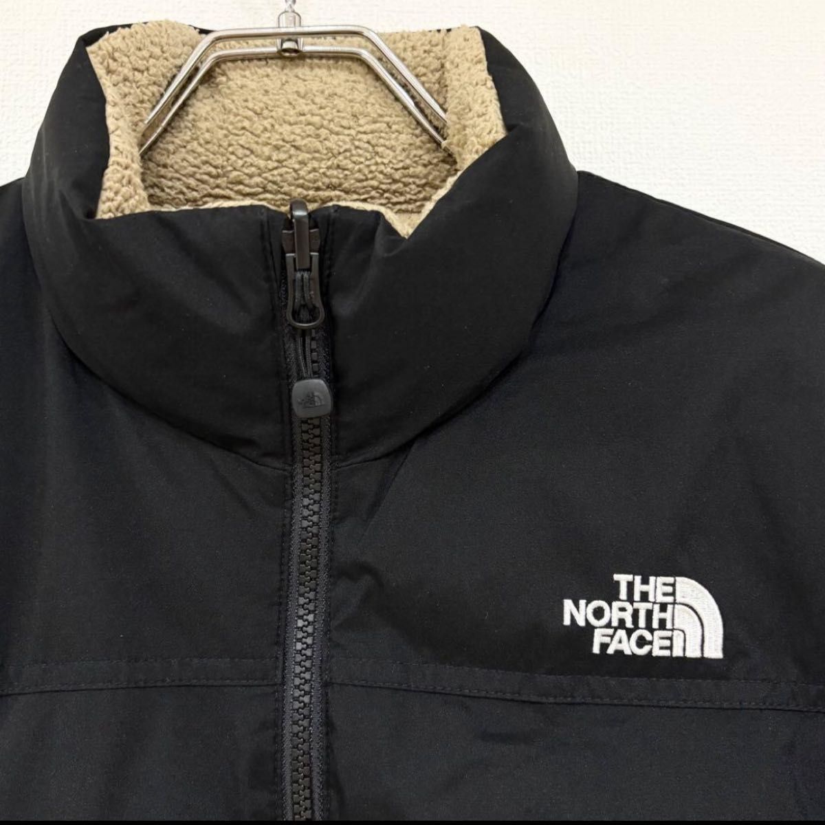 美品 ノースフェイス リバーシブル ダウン 黒 160 THE NORTH FACE