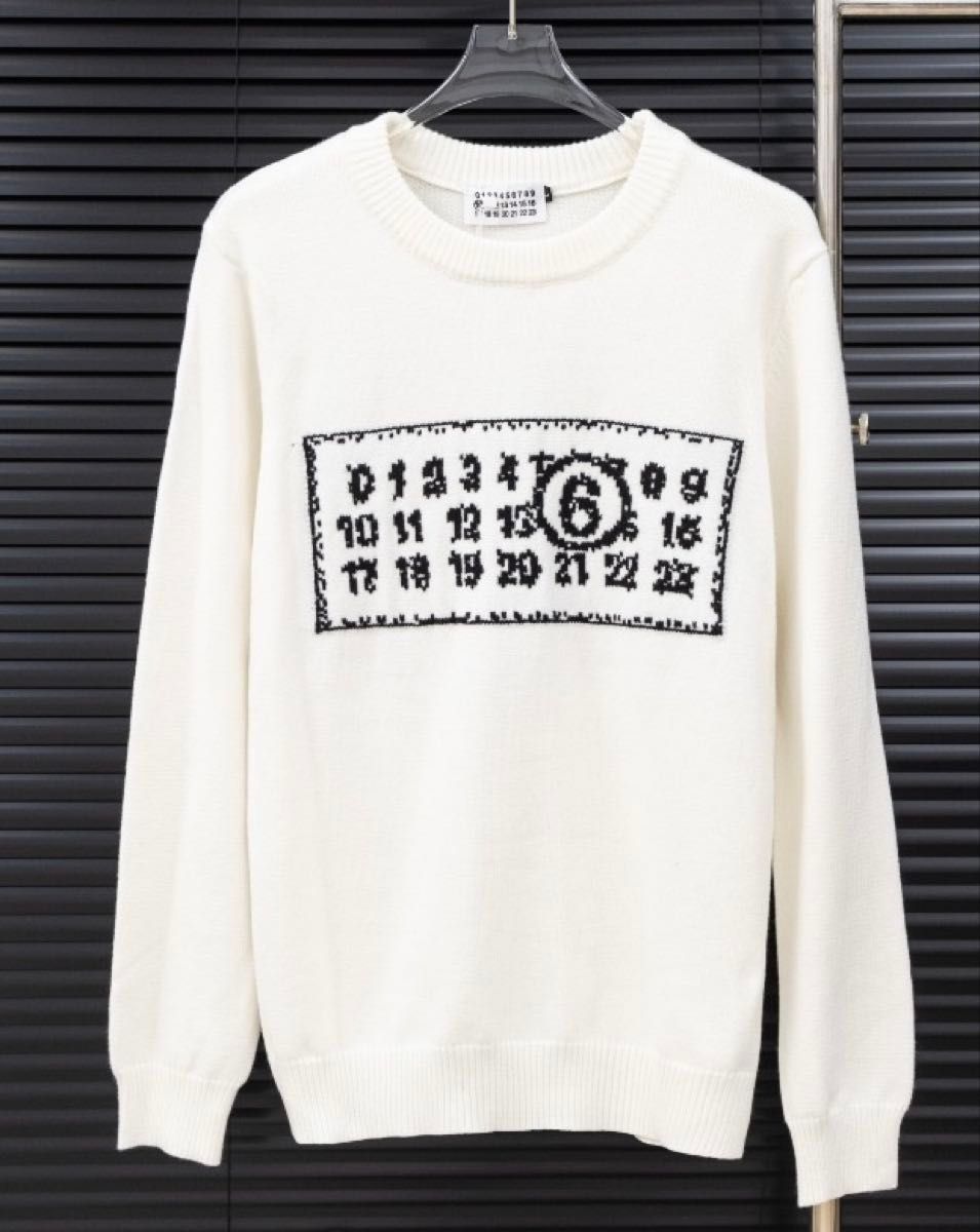 Maison margiela メゾンマルジェラ 数字ロゴ ニットセーター ホワイト