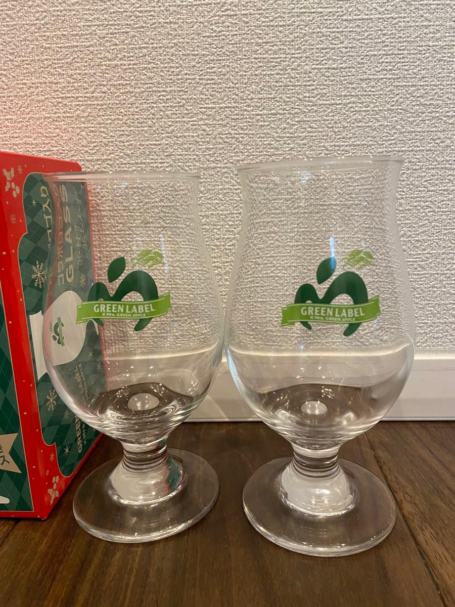 グリーンラベル ミセス Mrs GREEN APPLE 足つきグラス 淡麗 シール