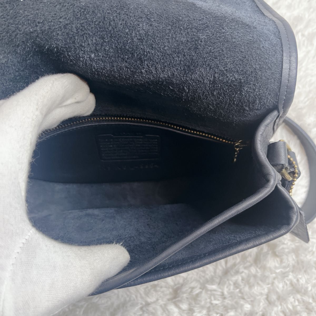 オールドコーチ ネイビー ターンロック ショルダーバッグ COACH レザー