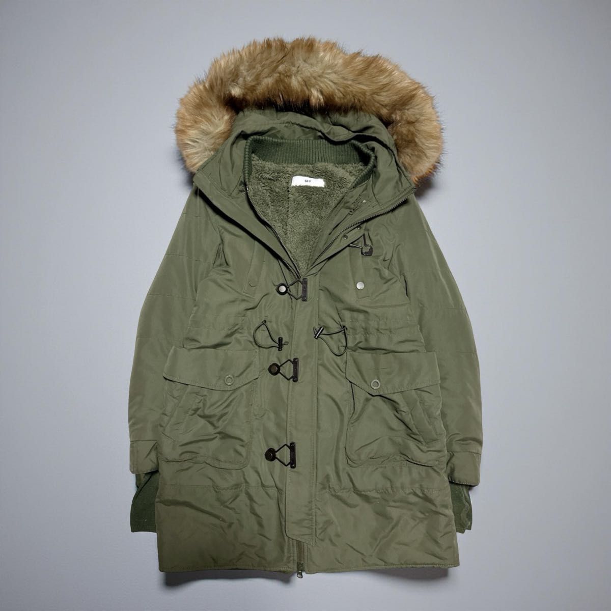 SLY ミリタリーモッズコート ボアライナーフード カーキ 鬼ファー 平成