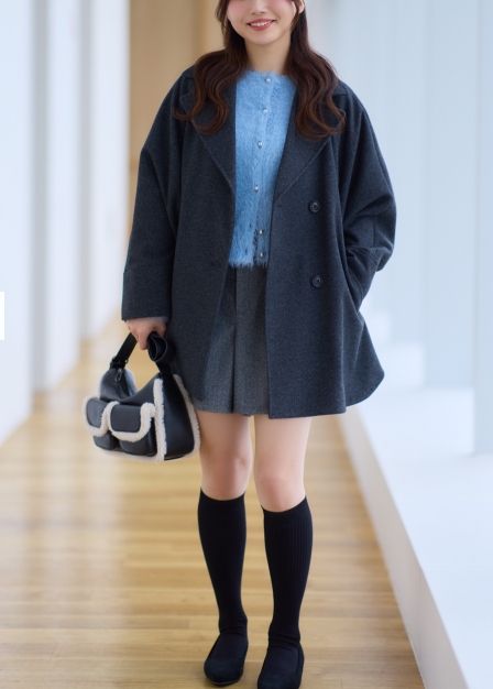 新品 GU ジーユー コージーメルトンケープコート Z+E Aライン コード