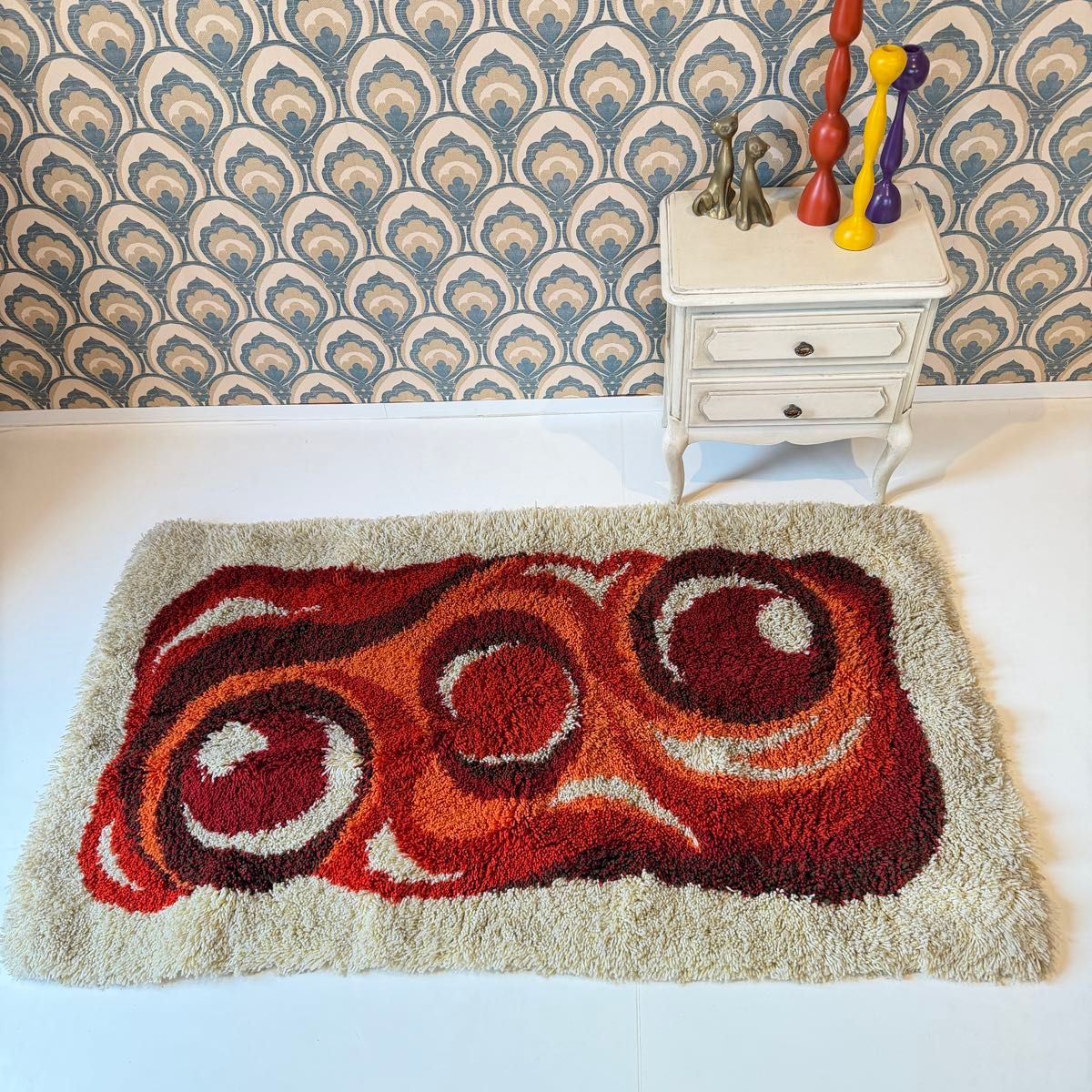 60s 70'S ビンテージ ポップ ラグ ウォールラグ ミッドセンチュリー