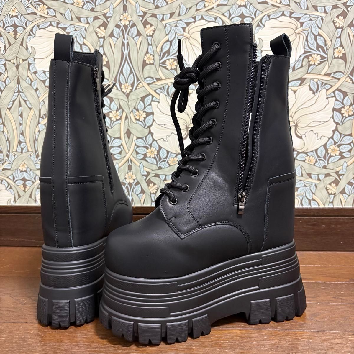 シークレットブーツ Sサイズ 22cm盛り 22 5cm 黒 ブラック 厚底 サイド