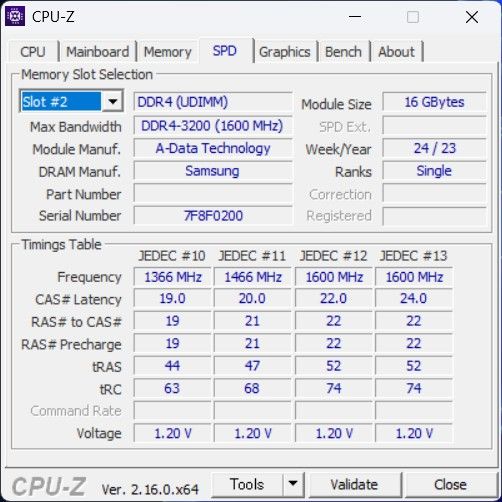 ドスパラセレクト D4D3200-16G2A2 16GB 2枚 計32GB DDR4-3200 A-Data
