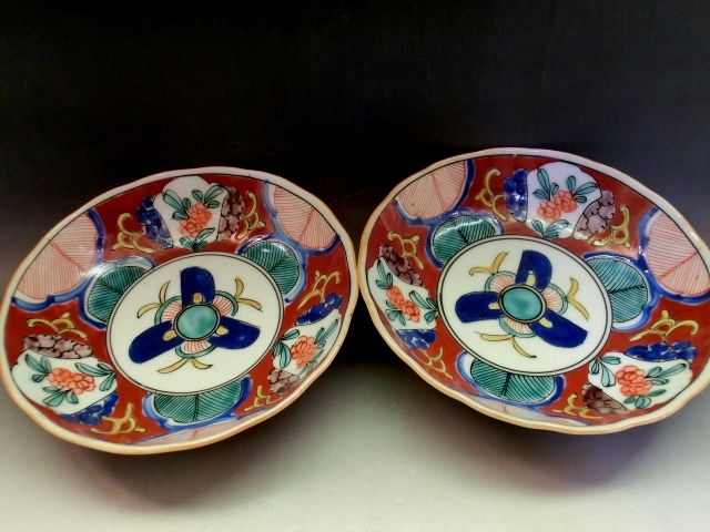 明治～大正期 輸出向 有田焼 色絵人物図 窓絵 アンティーク 植木鉢