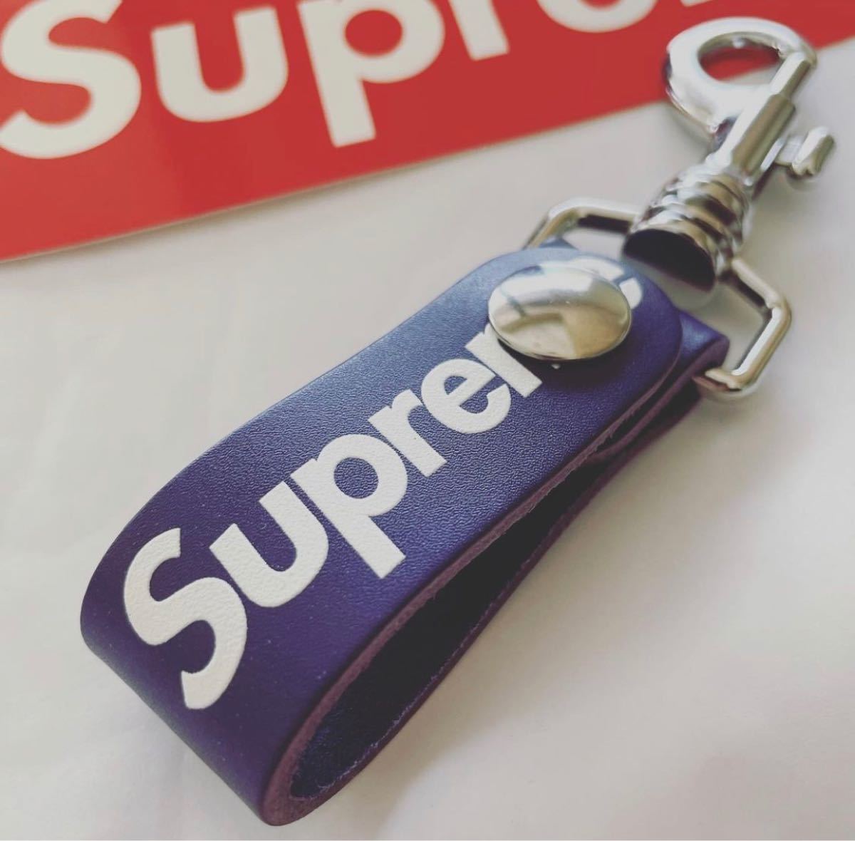 Supreme Leather Key Loop 21SS パープル シュプリーム レザー