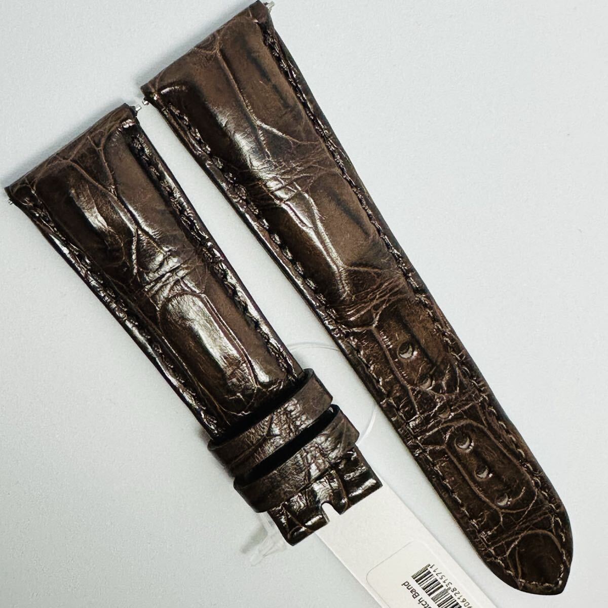 4216#22mm-18mmダークブラウン 本物クロコダイルベルト スイス製