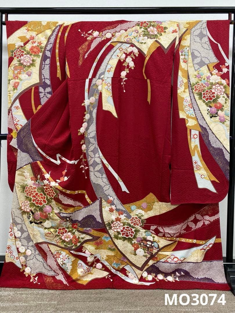 高級振袖 全面柄 金駒刺繍 金彩 身丈164cm(+3cm) 成人式 卒業式 高級