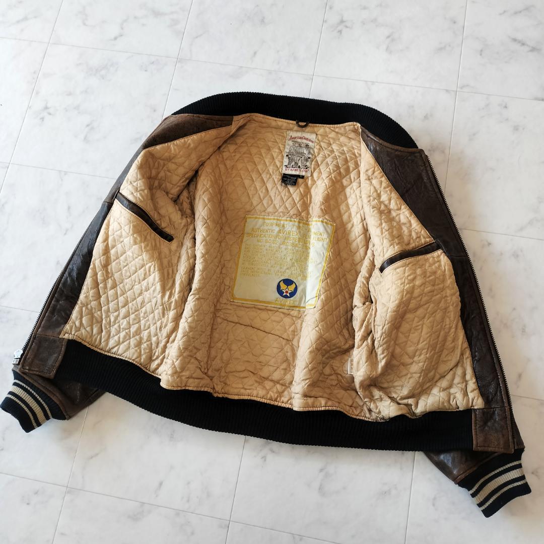 AVIREX オールレザー バーシティジャケット S レザースタジャン