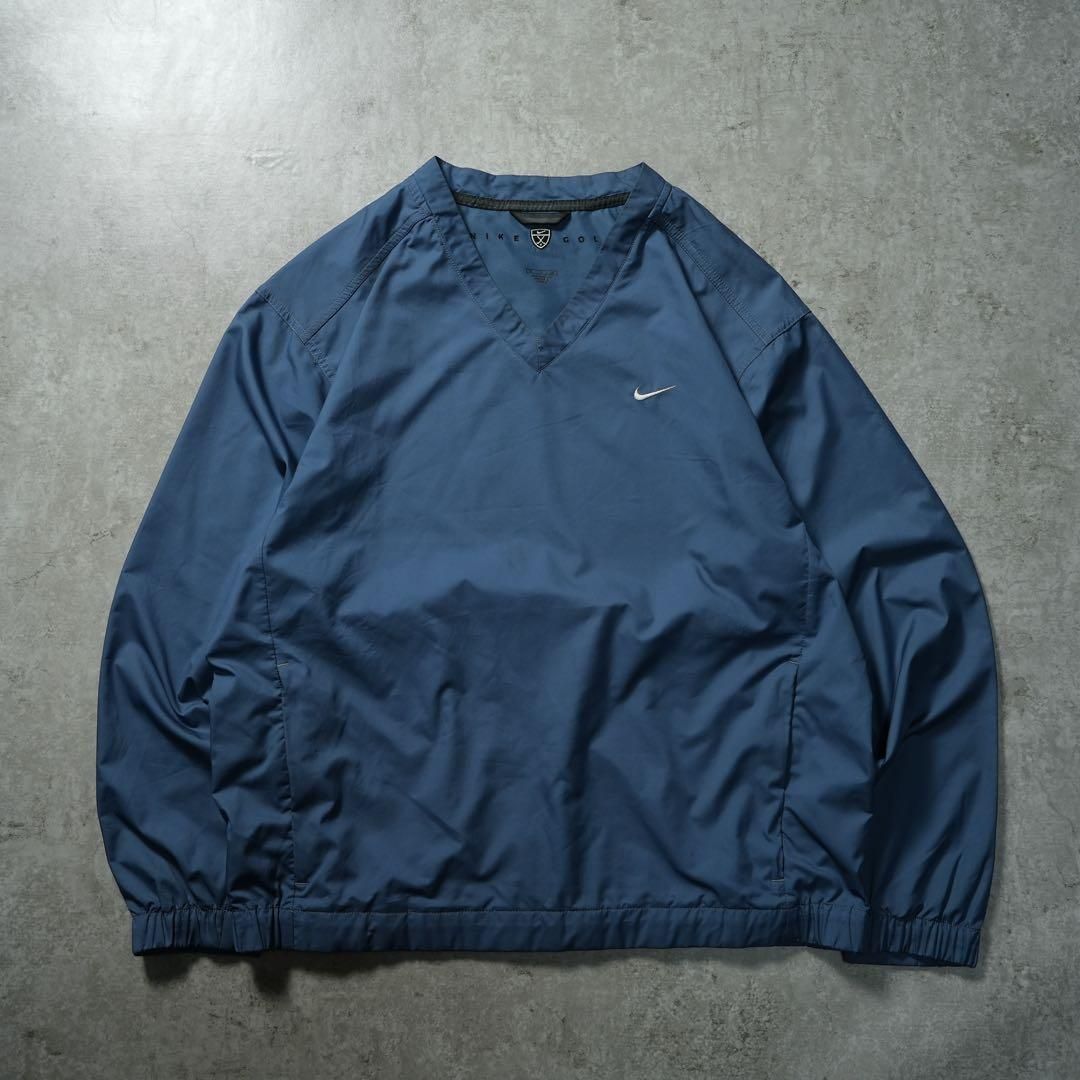 00s y2k NIKE ナイロンプルオーバー ネイビーグレー パステル テック