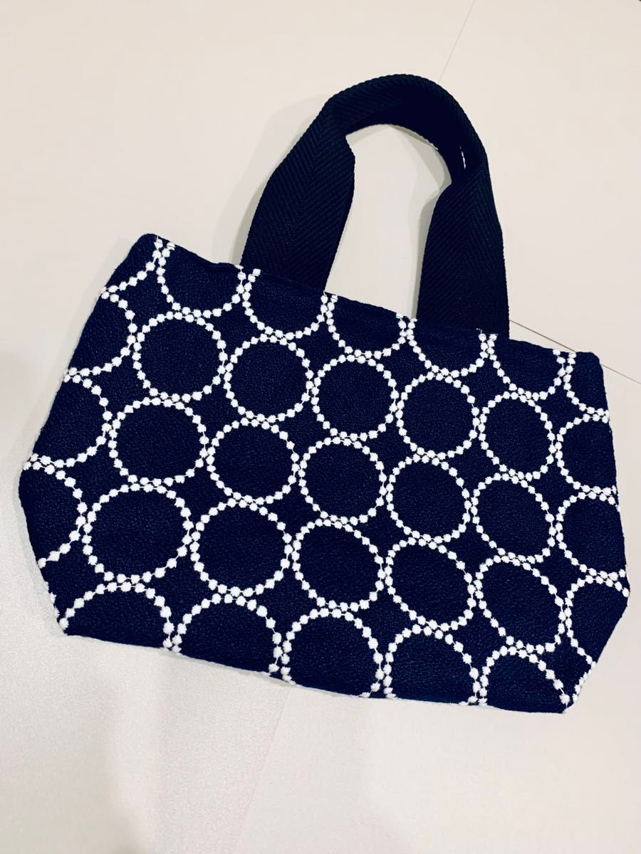 ハンドメイド トートバッグ ミナペルホネン タンバリンネイビー+