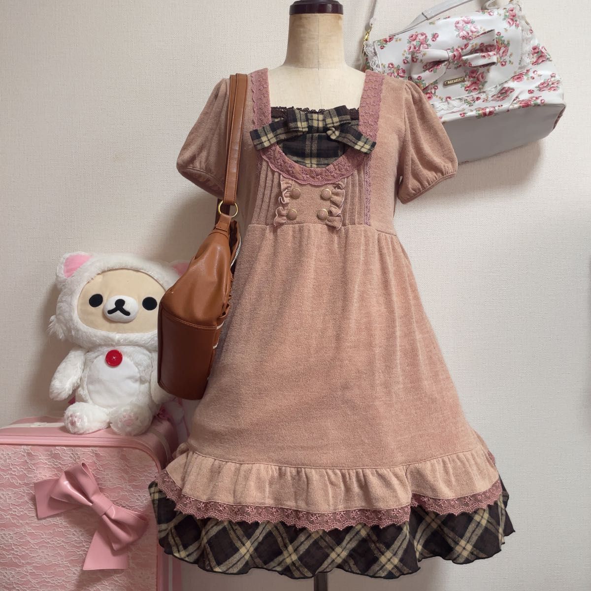 激レア 当時物】axes femme チェックリボン ワンピース姫ギャル 平成