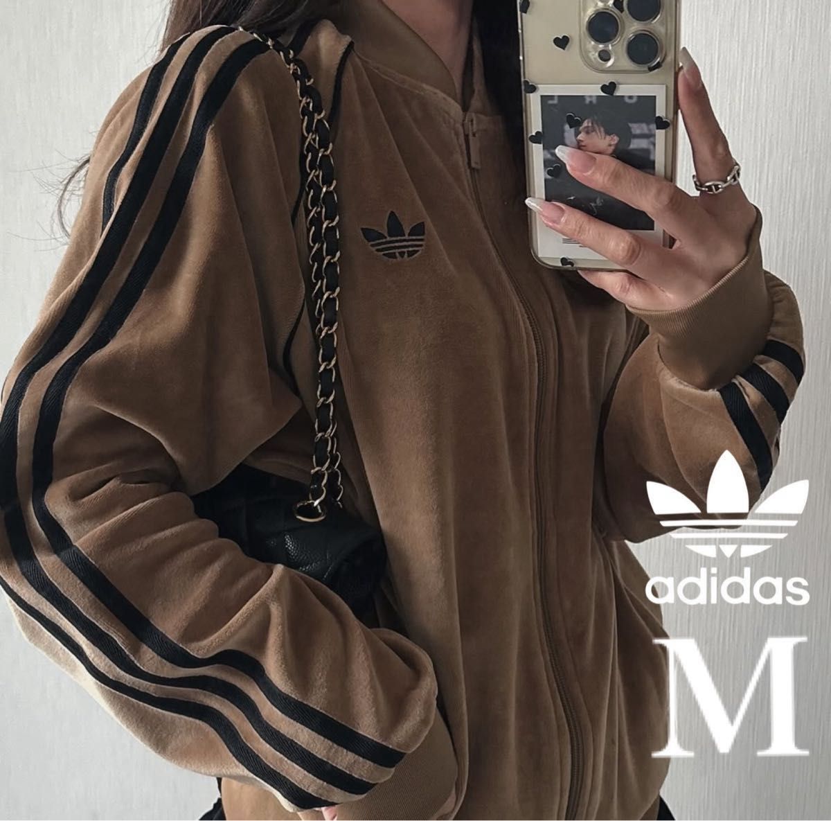 新品M】adidas アディカラー ブラウン ベロア トラックトップ 風早ゆう