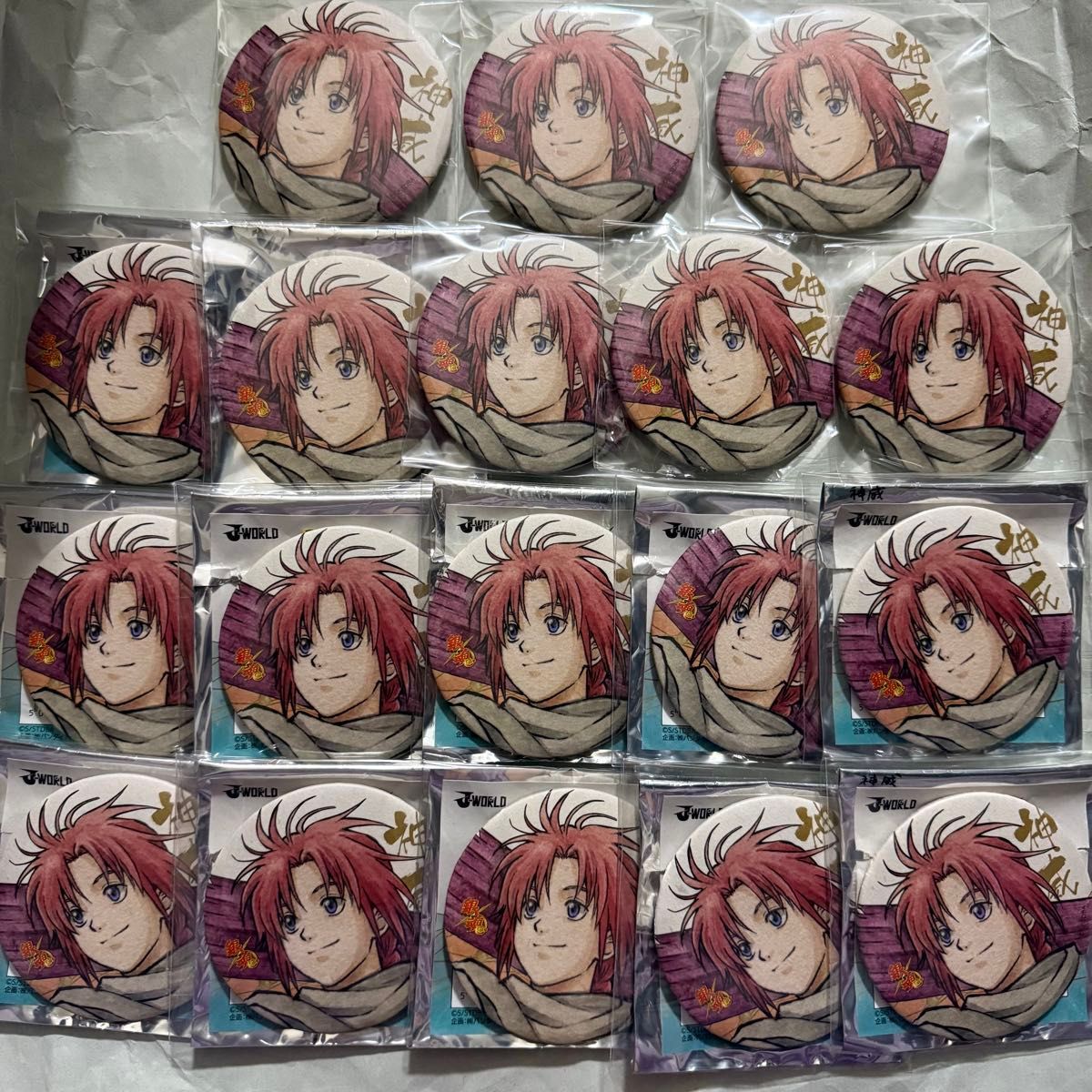 銀魂×じぇいわーるど J-WORLD 花鳥風月 和紙 缶バッジ 神威 セット