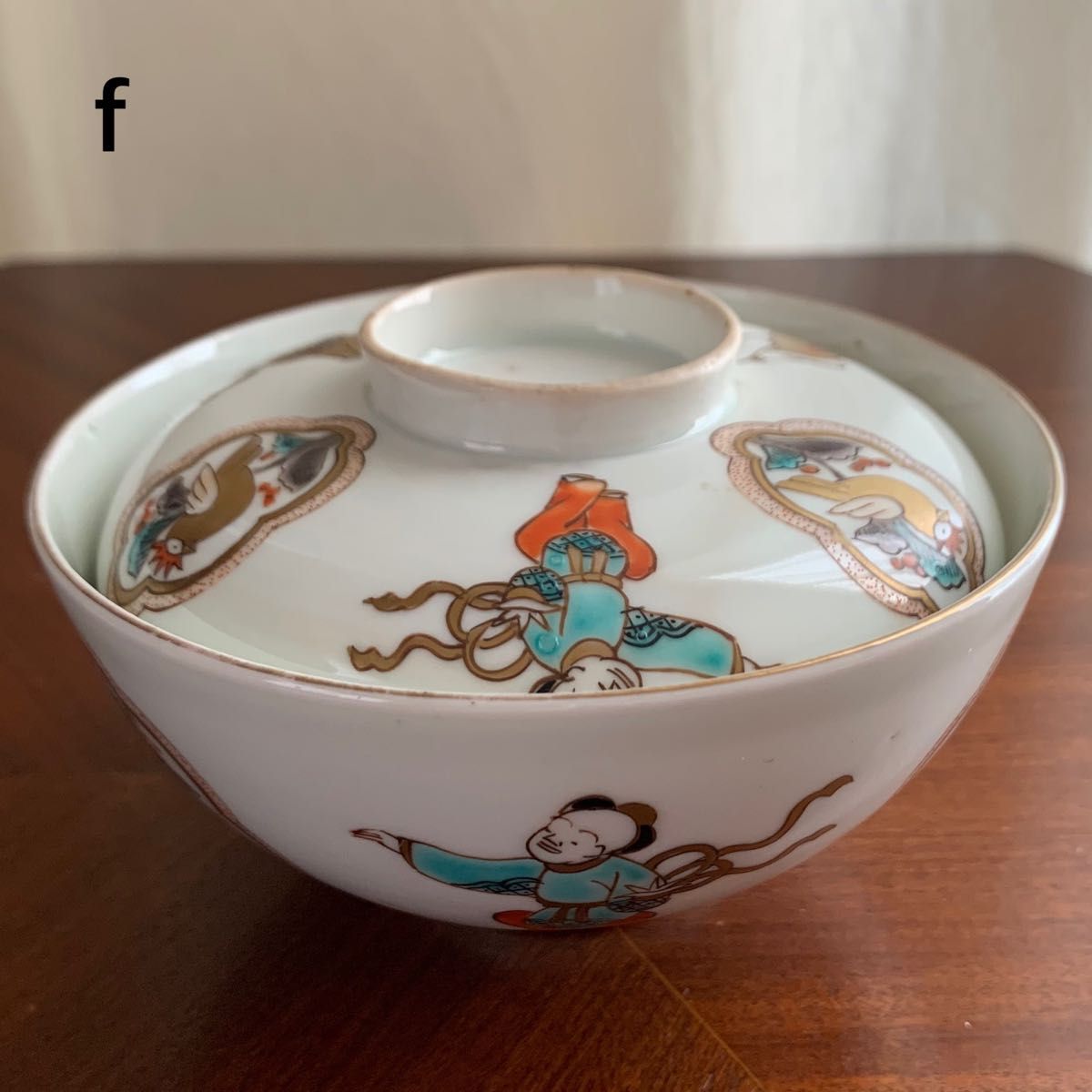 古伊万里 錦絵 金彩 蓋付き茶碗 飯茶碗 茶碗 2客 鳳凰 アンティーク