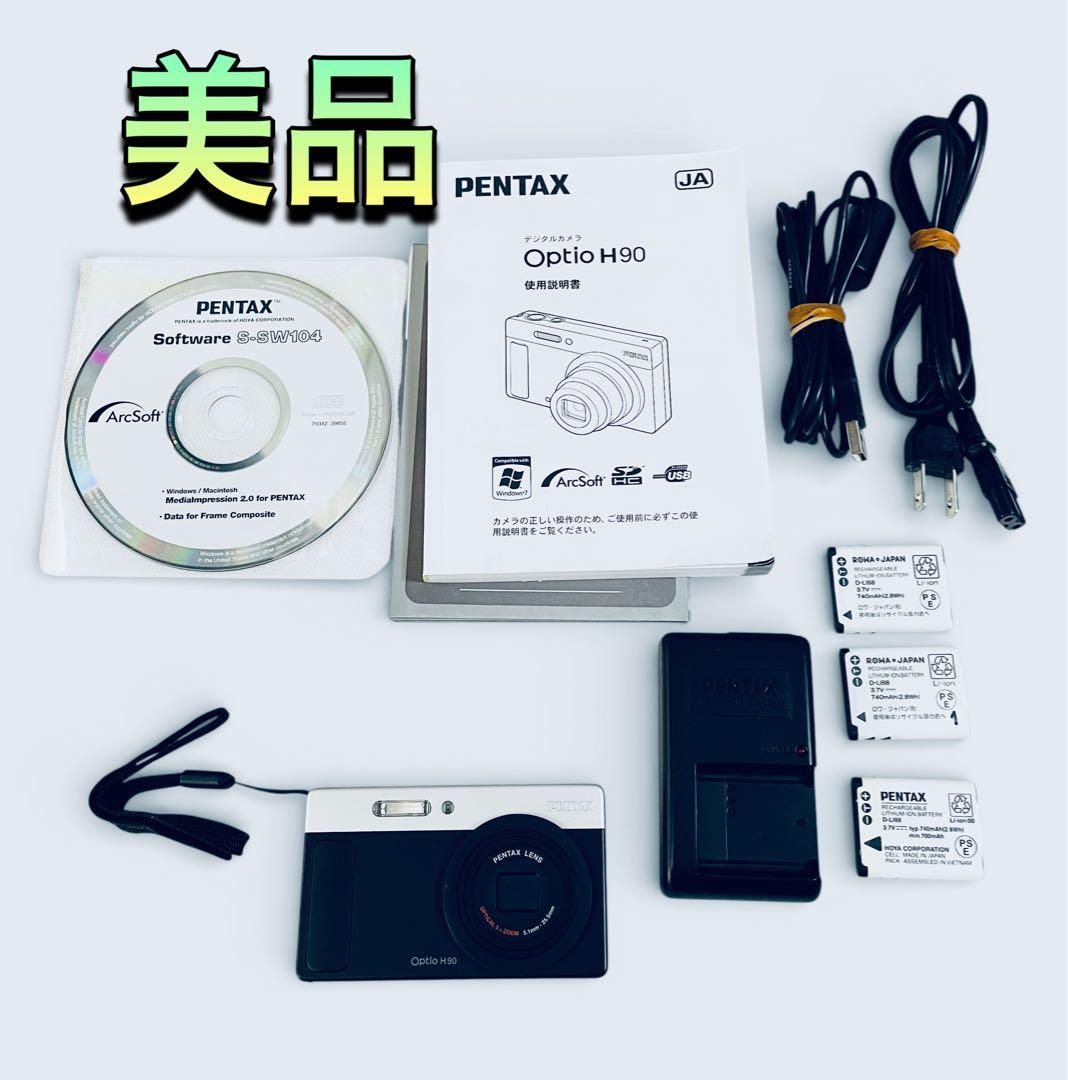 美品）PENTAX Optio H90 コンパクトデジタルカメラ 銀x黒カラー｜Yahoo