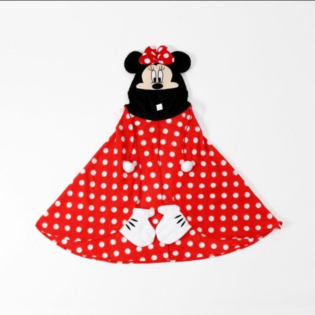 ミニーマウス 手袋一体型フリース ディズニー ミニーマウス ポンチョ