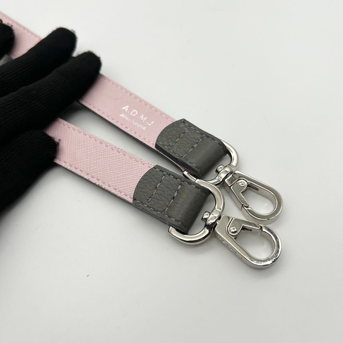 未使用級 A D M J ショルダーストラップ クリスタル ビジュー レザー