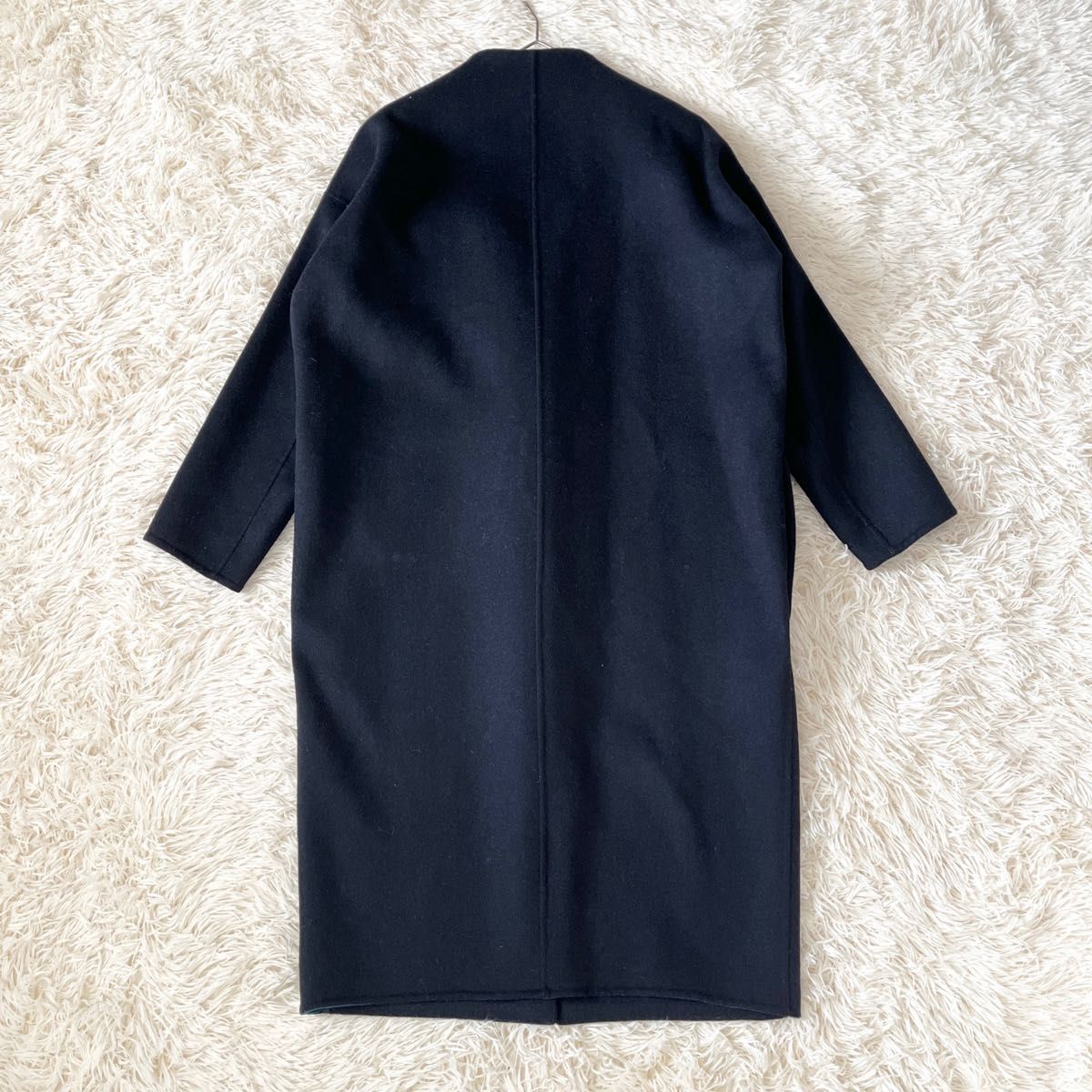 ENFOLD エンフォルド ウールリバーノーカラーコート 36 S相当 ダーク