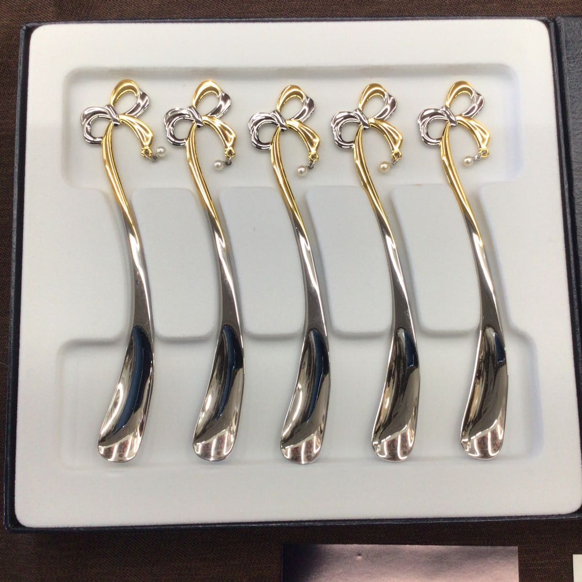 MIKIMOTO ミキモト パール付き スプーン 5本セット リボンモチーフ