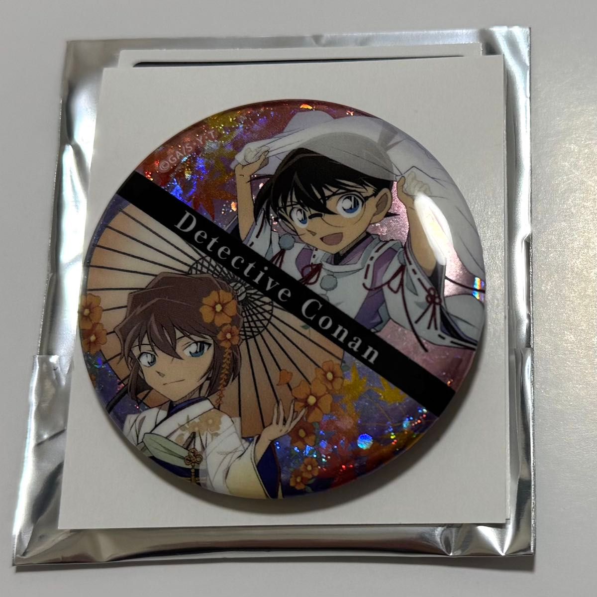名探偵コナン 秋の華和装 スパークル缶バッジ 江戸川コナン 灰原哀