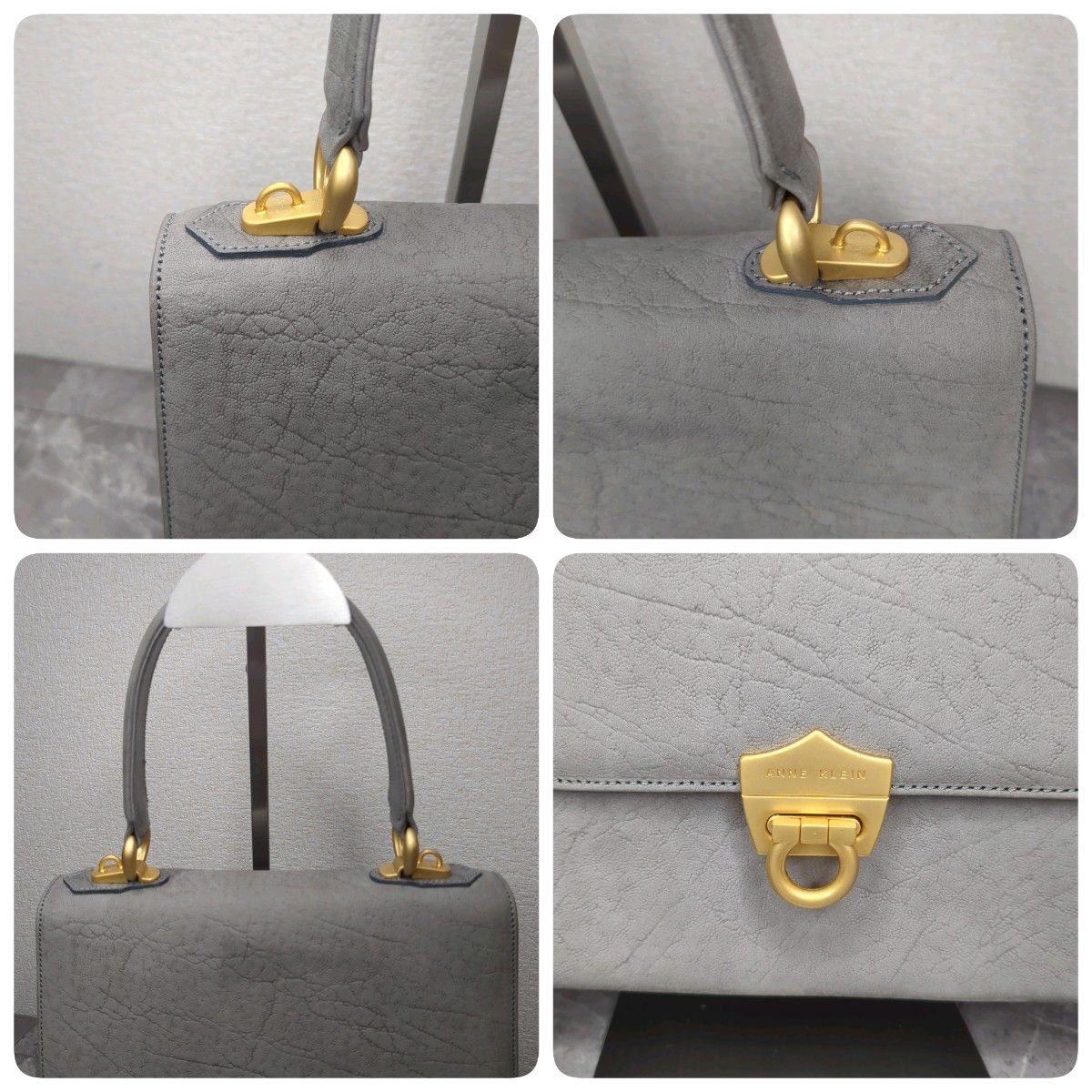 希少 ANNE KLEIN グレー ショルダーバッグ エレファント革 2Way