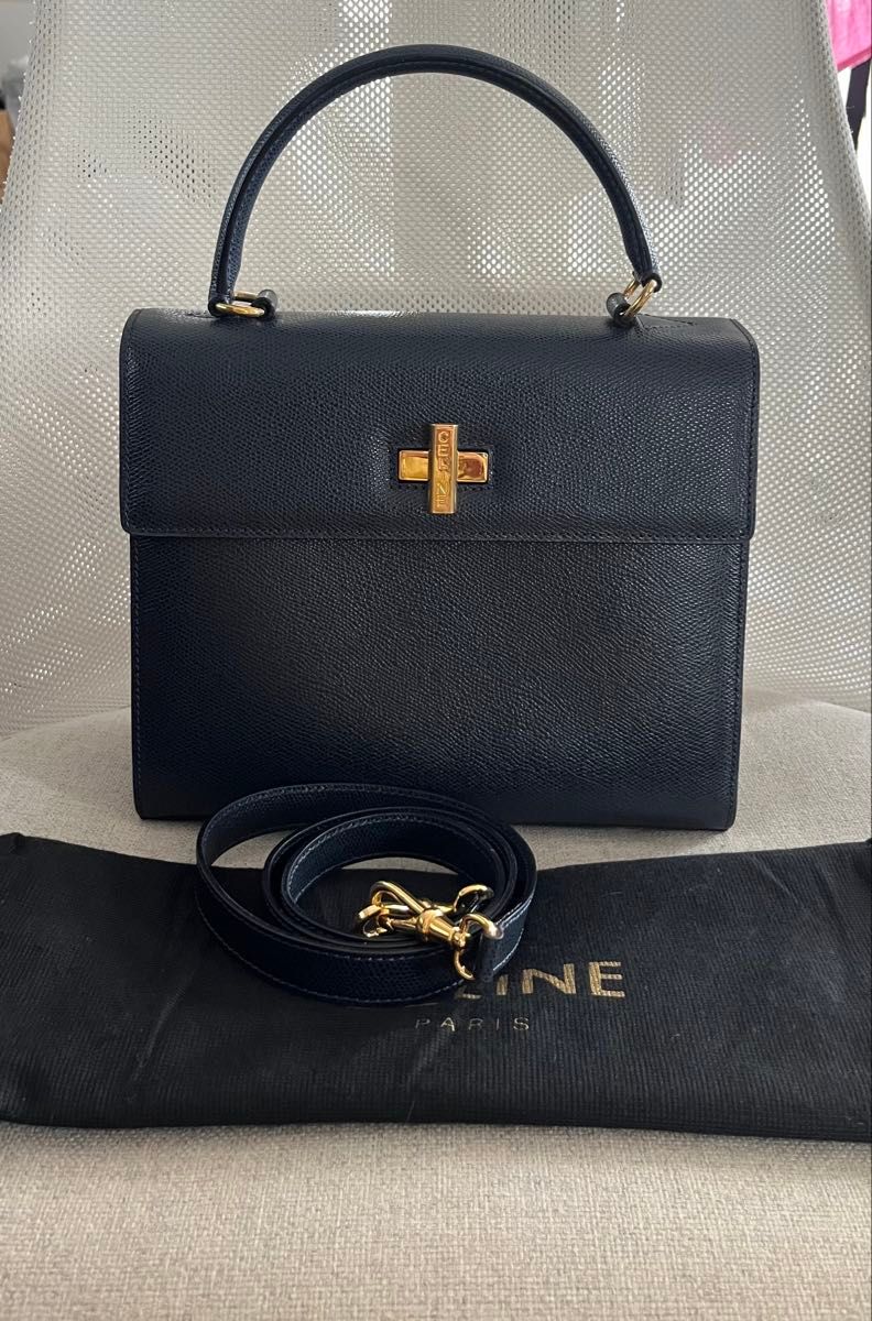 CELINE ヴィンテージ ターンロック ハンドバッグ ショルダーバッグ