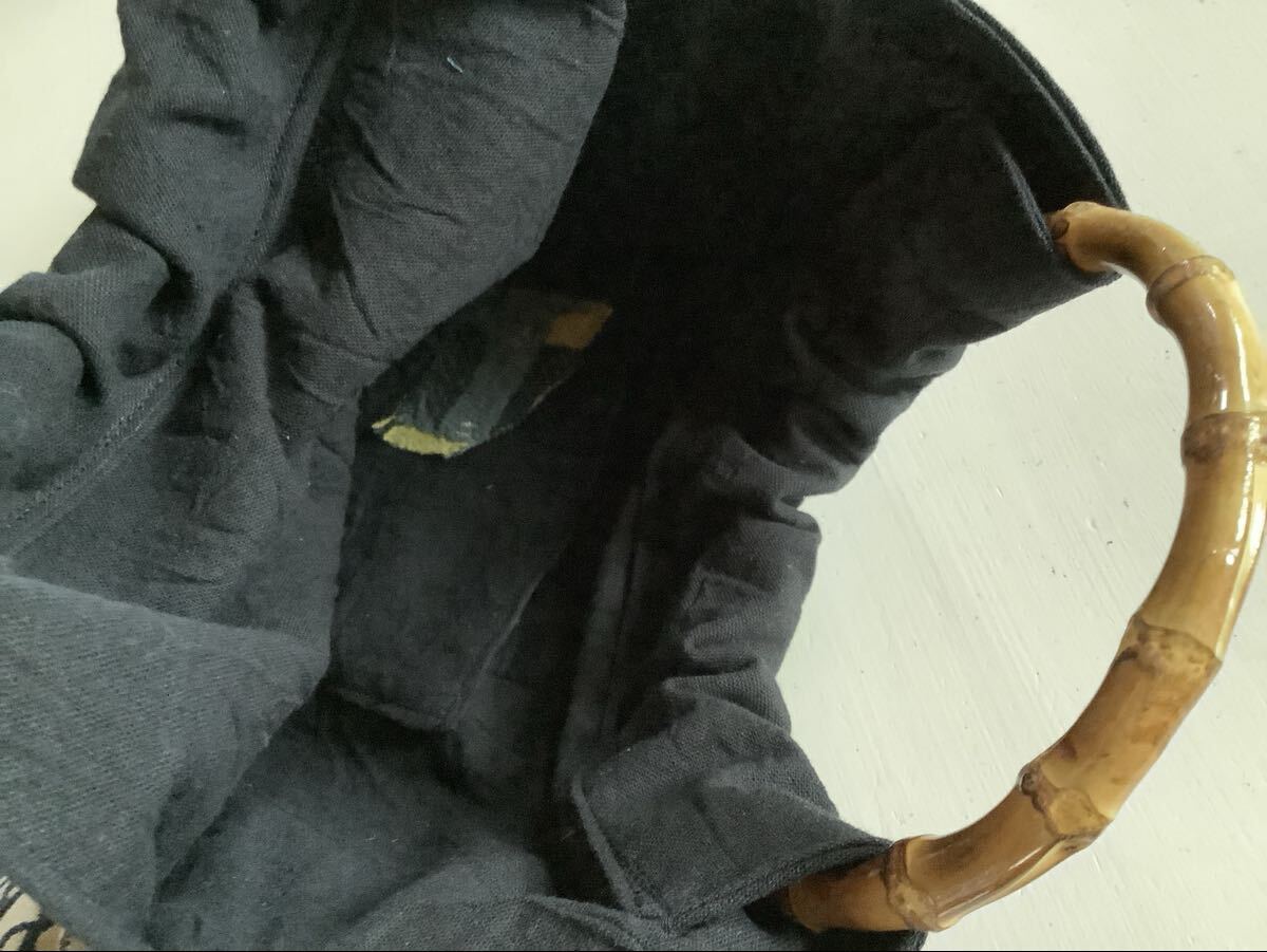 ハンドメイド ミナペルホネン バンブーバックfollowing day bonheur