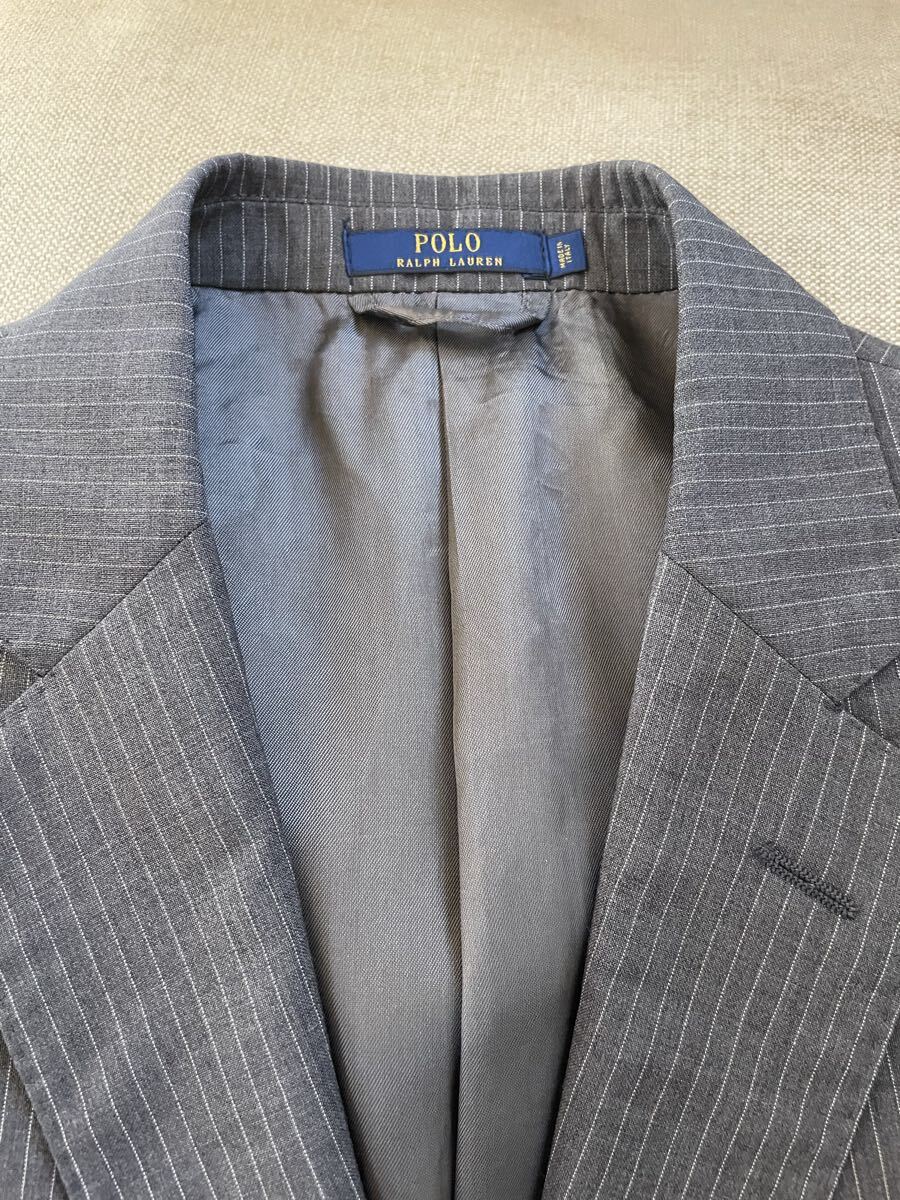 美品】 POLO Ralph Lauren ラルフローレン ライトグレーストライプ