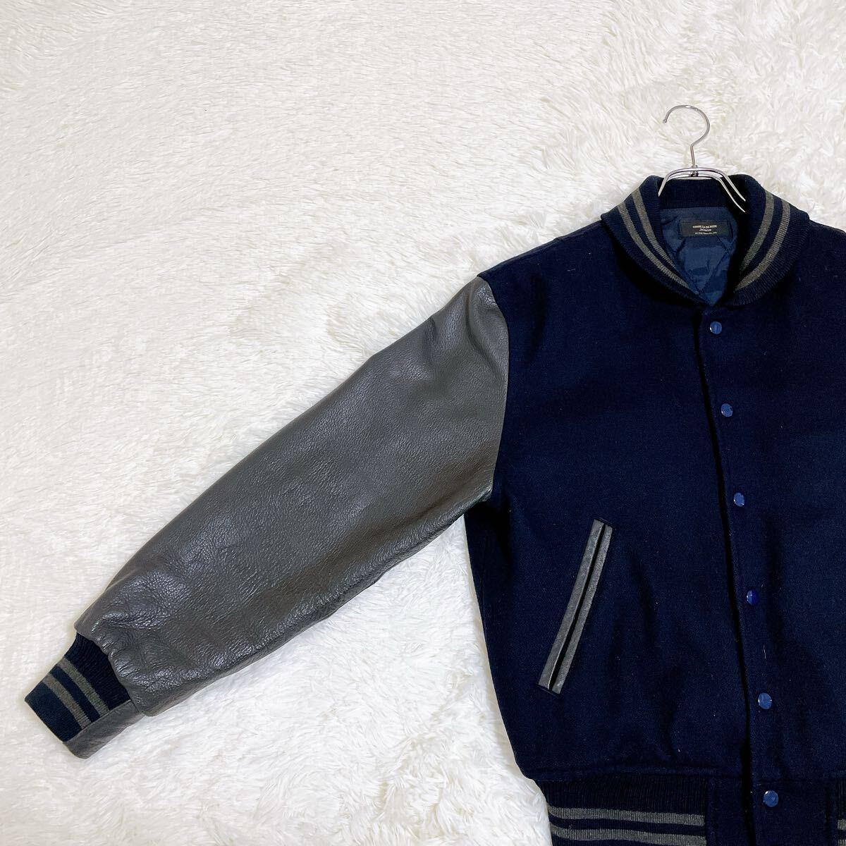 90S【COMME CA DU MODE】 コムサデモード スタジャン 袖レザー｜Yahoo