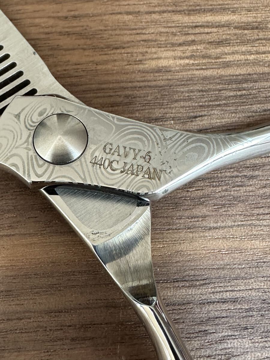 新品 GAVY 6インチ セニングシザー ダマスカス柄 理容 美容 鋏 シザー