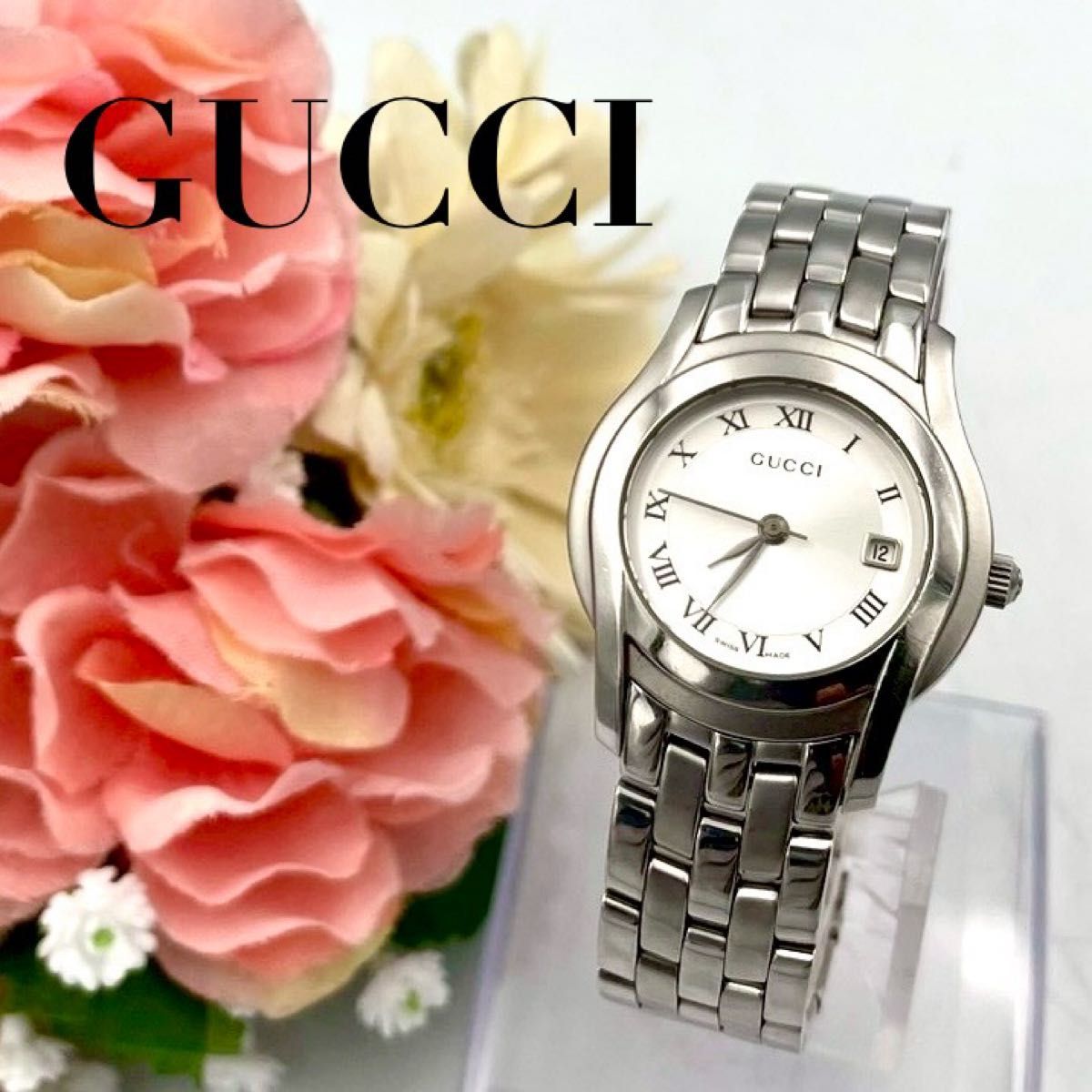 630 GUCCI グッチ 5500L デイト 腕時計 クォーツ シルバー文字盤