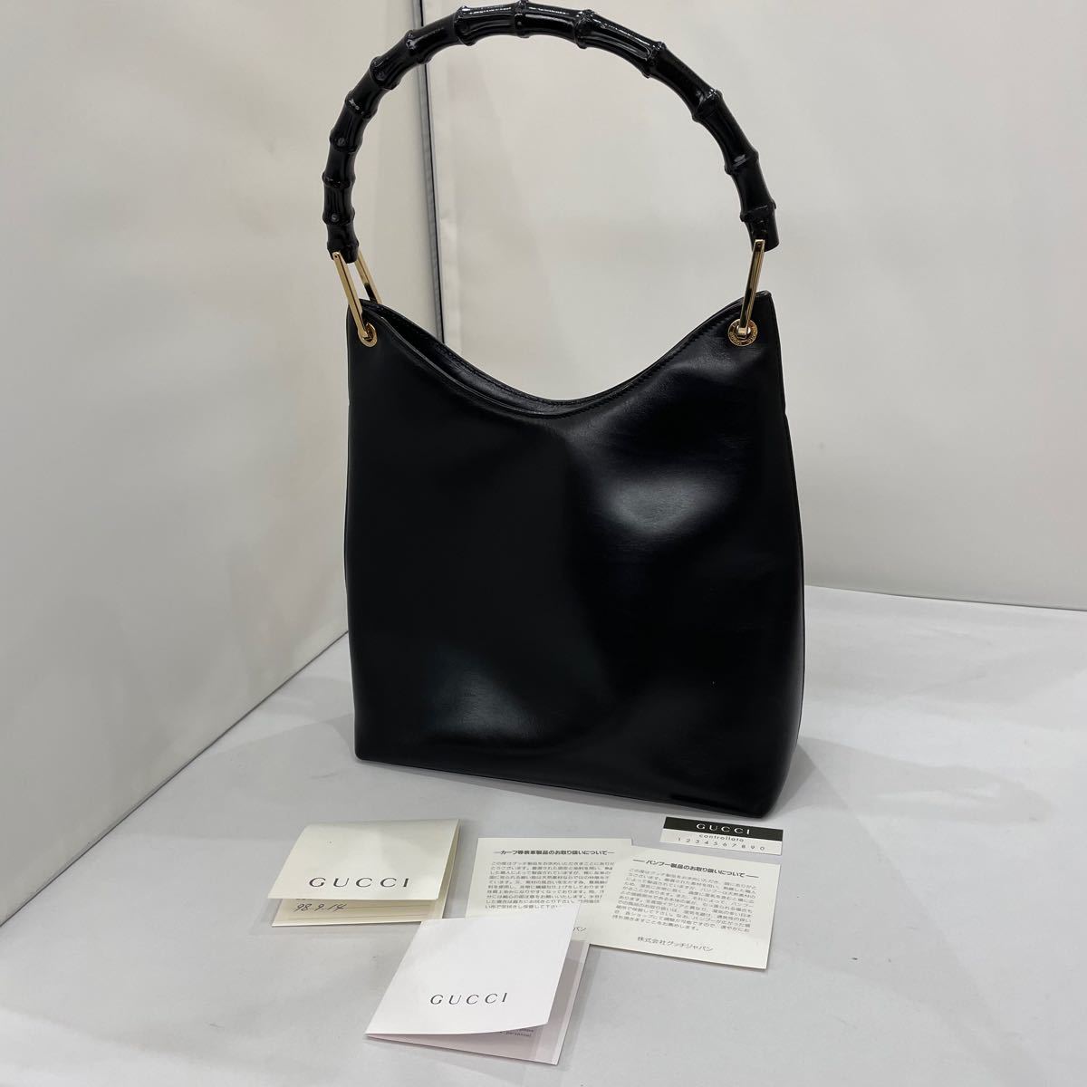 382 美品 グッチ ハンドバッグ ブラック トート 廃盤品 レア品
