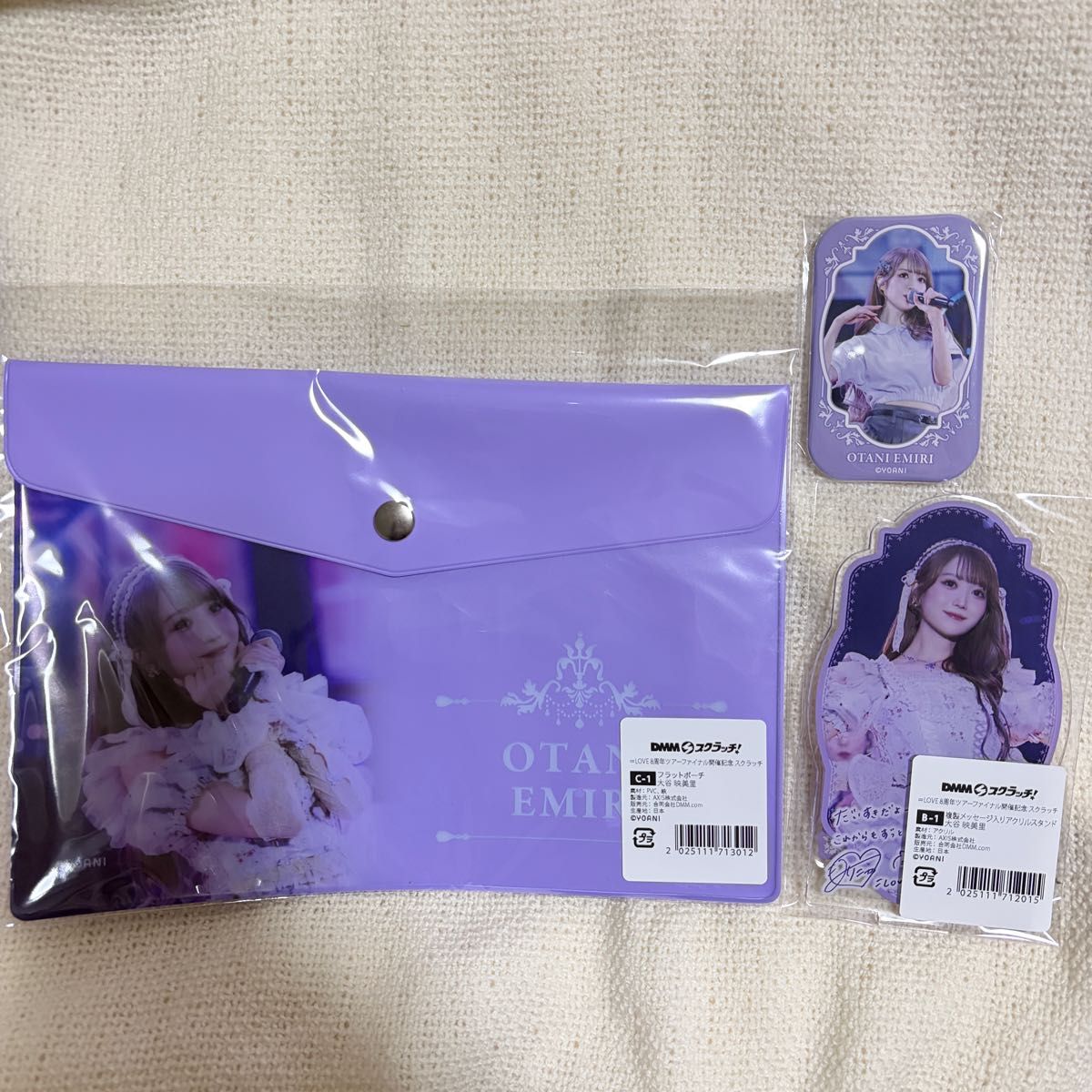 DMMスクラッチ イコラブ 大谷映美里 缶バッジ フラットポーチ アクリル