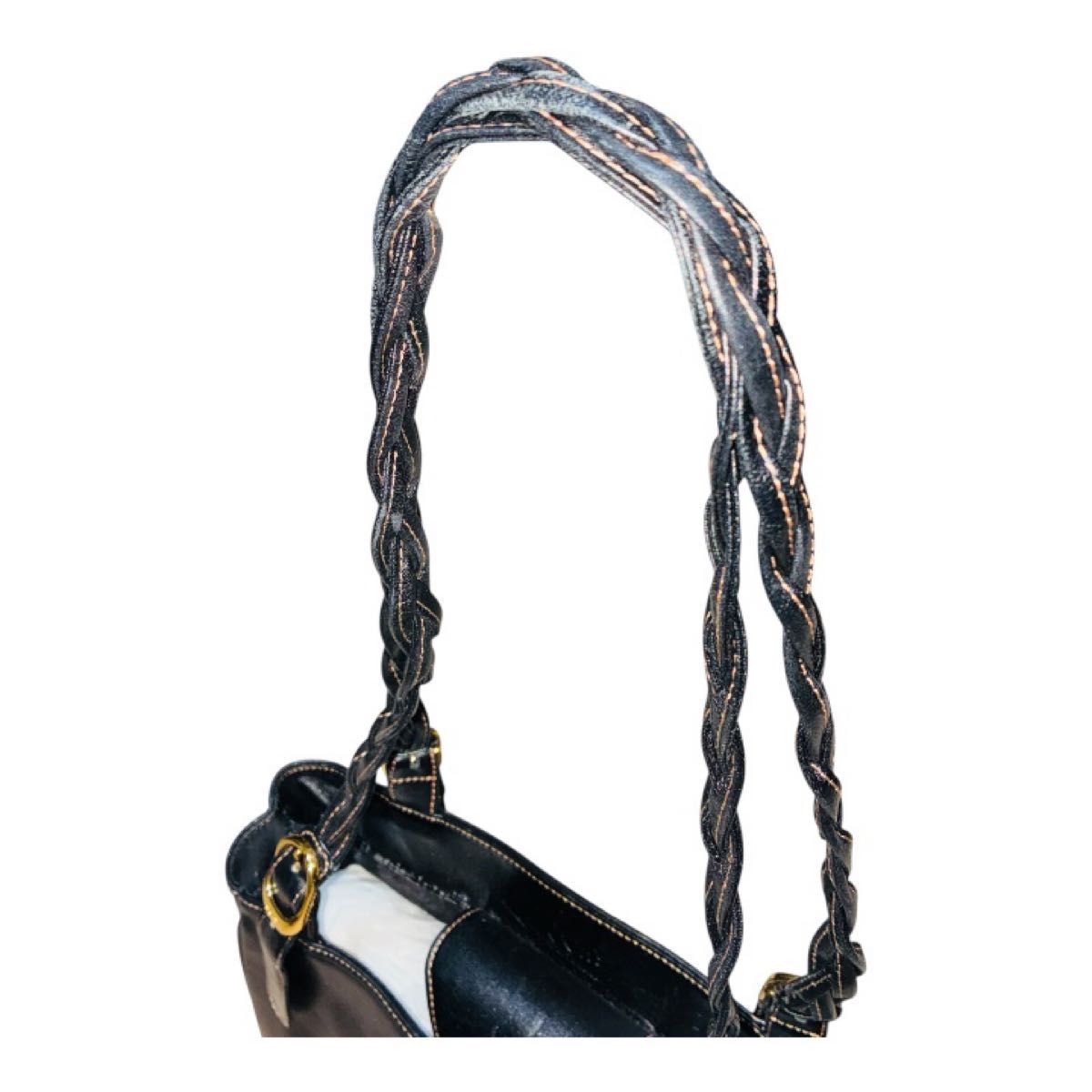 キタムラ（Kitamura）レザー トートバッグ ブラック ステッチハンドル