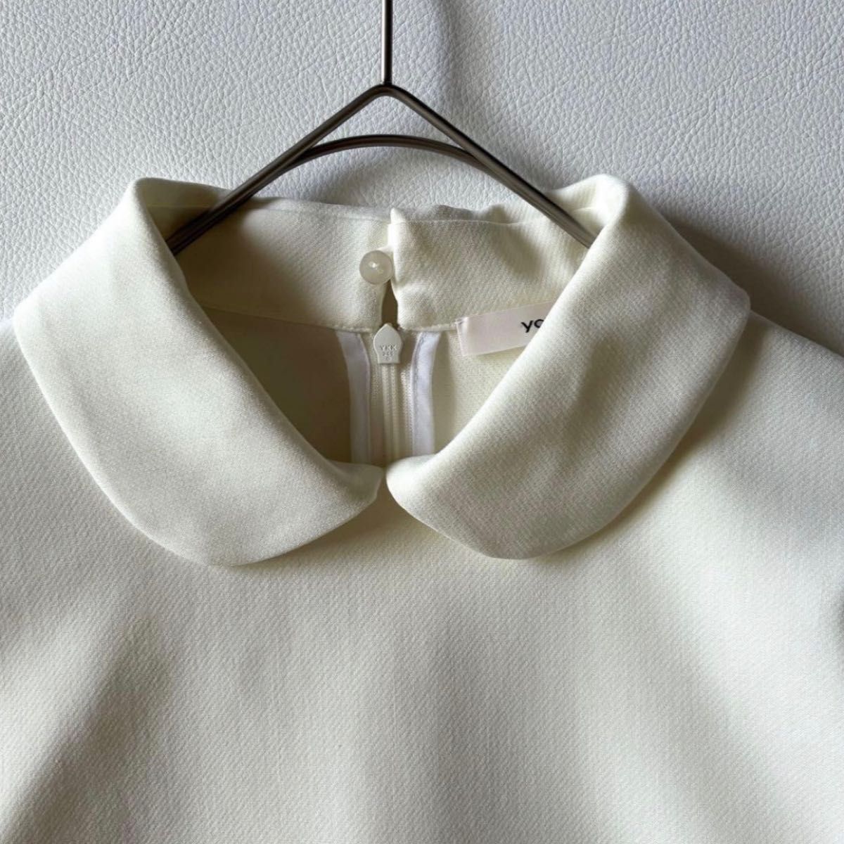 Yori ヨリ 2024年製 ダブルクロス丸襟カラーブラウス ホワイト 洗える