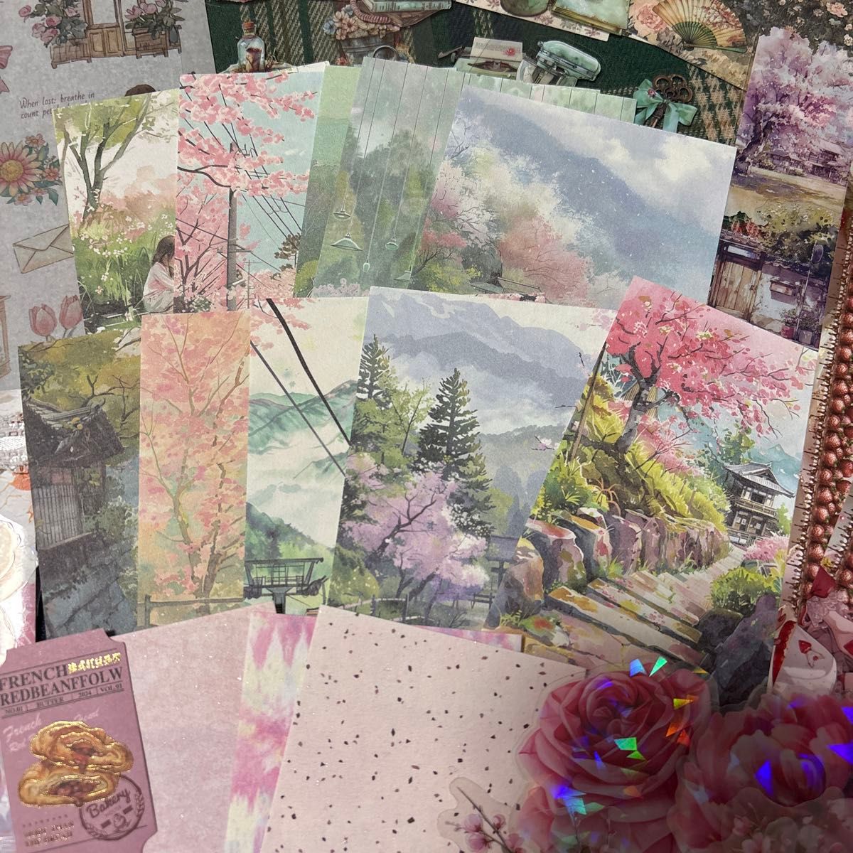 コラージュ 春 桜 ピンク セット まとめ 素材 日記 紙もの おすそ分け