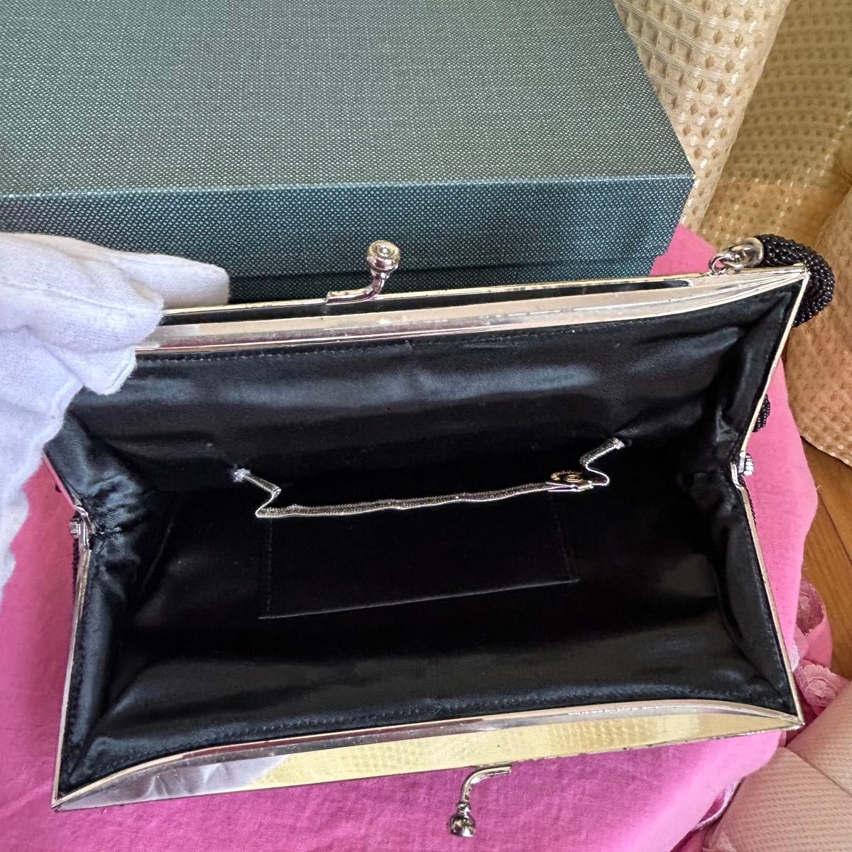 はしもと 総ビーズバッグ オールビーズ ブラック 和装小物 昭和レトロ