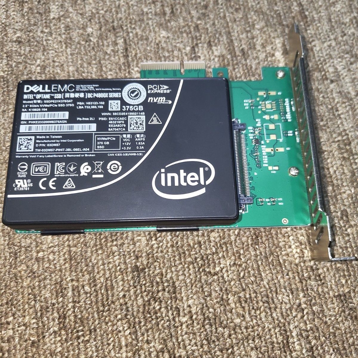 Optane P4800X 375GB + U 2→PCIE変換基盤｜Yahoo!フリマ（旧PayPay