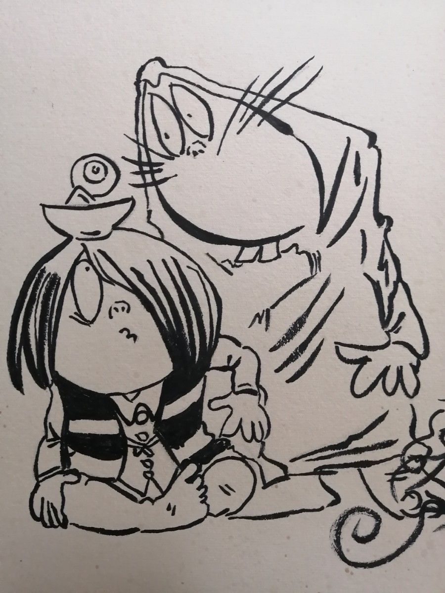 水木しげる先生 『ゲゲゲの鬼太郎』肉筆画 肉筆落款 直筆色紙 直筆