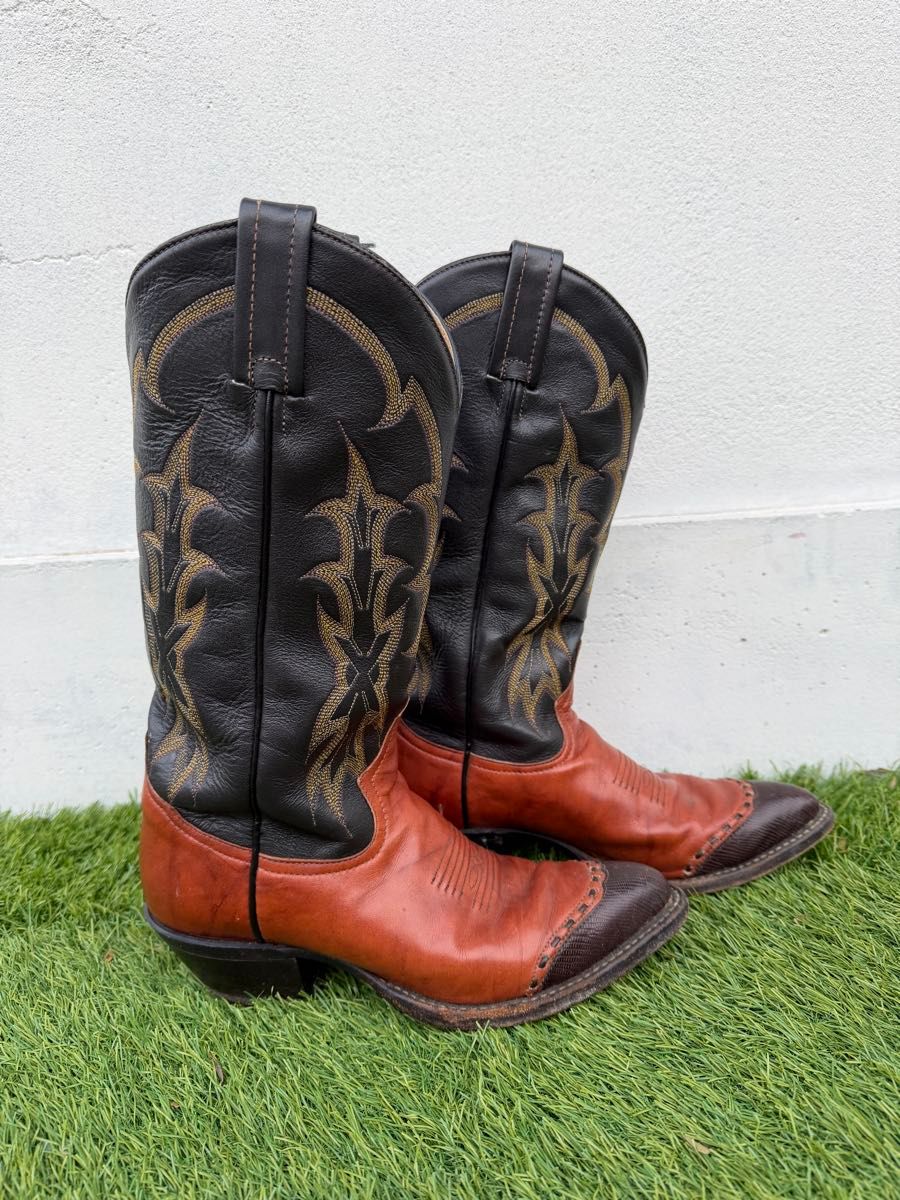 Tony Lama トニーラマ ウエスタンブーツ 24cm ブラウン 刺繍｜Yahoo