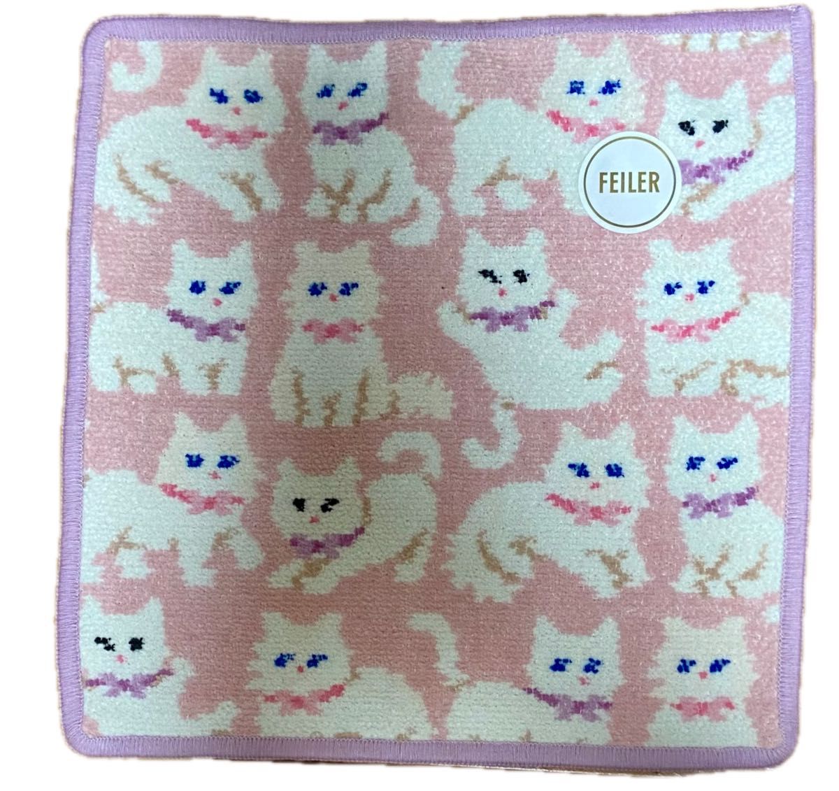 ラブラリーバイフェイラー新作 モフモフネコチャン ハンカチ ピンク