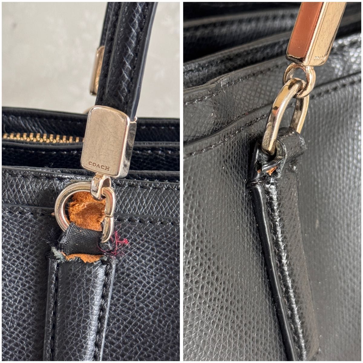 COACH コーチ 2way ショルダーバッグ オールレザー ブラック 大容量