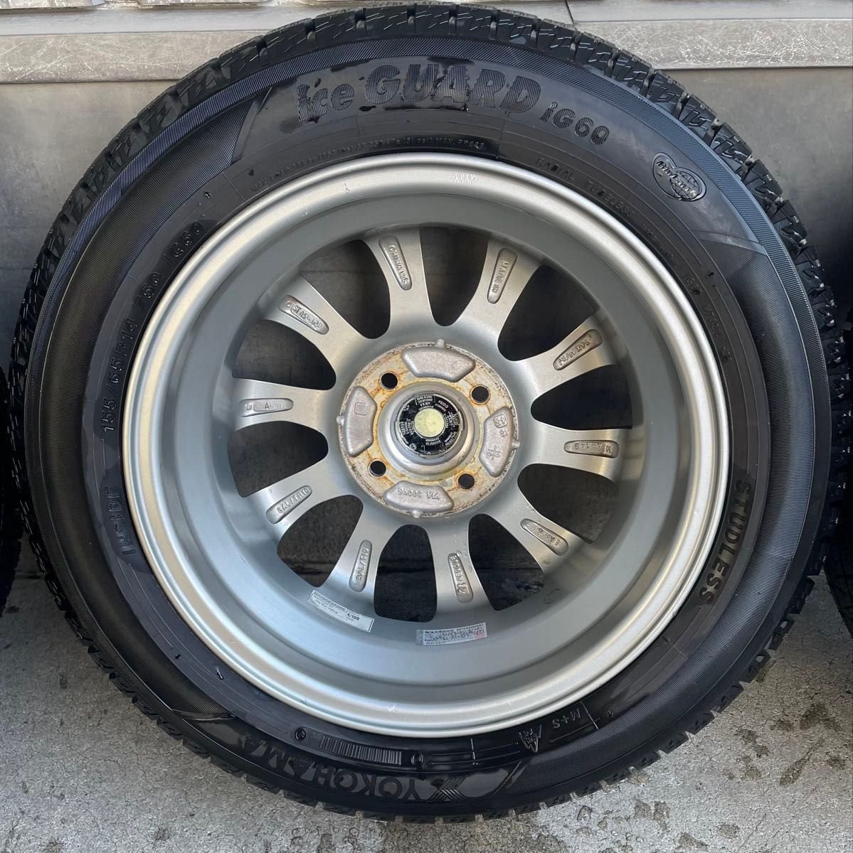 スタッドレスアルミホイール組4本】【ヨコハマIG60】【155/65R14