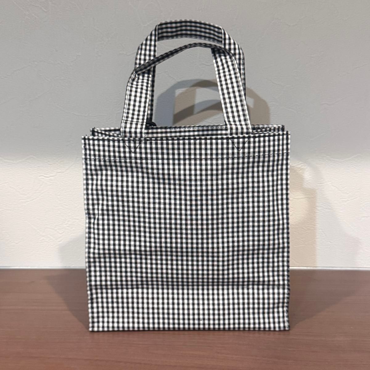 ファミリア familiar トートバッグ ギンガムチェック ブラック 白黒