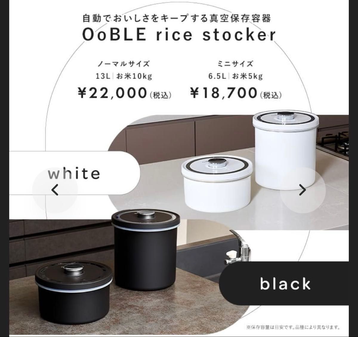 OOBLE rice stocker オーブル米びつ 13L ホワイト(真空保存容器
