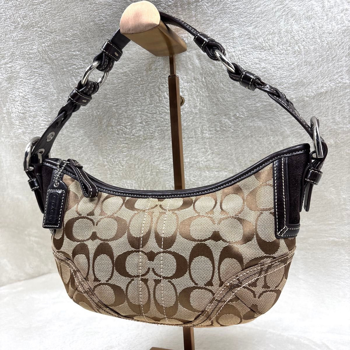 COACH コーチ シグネチャー ワンショルダー ハンドバッグ ブラウン