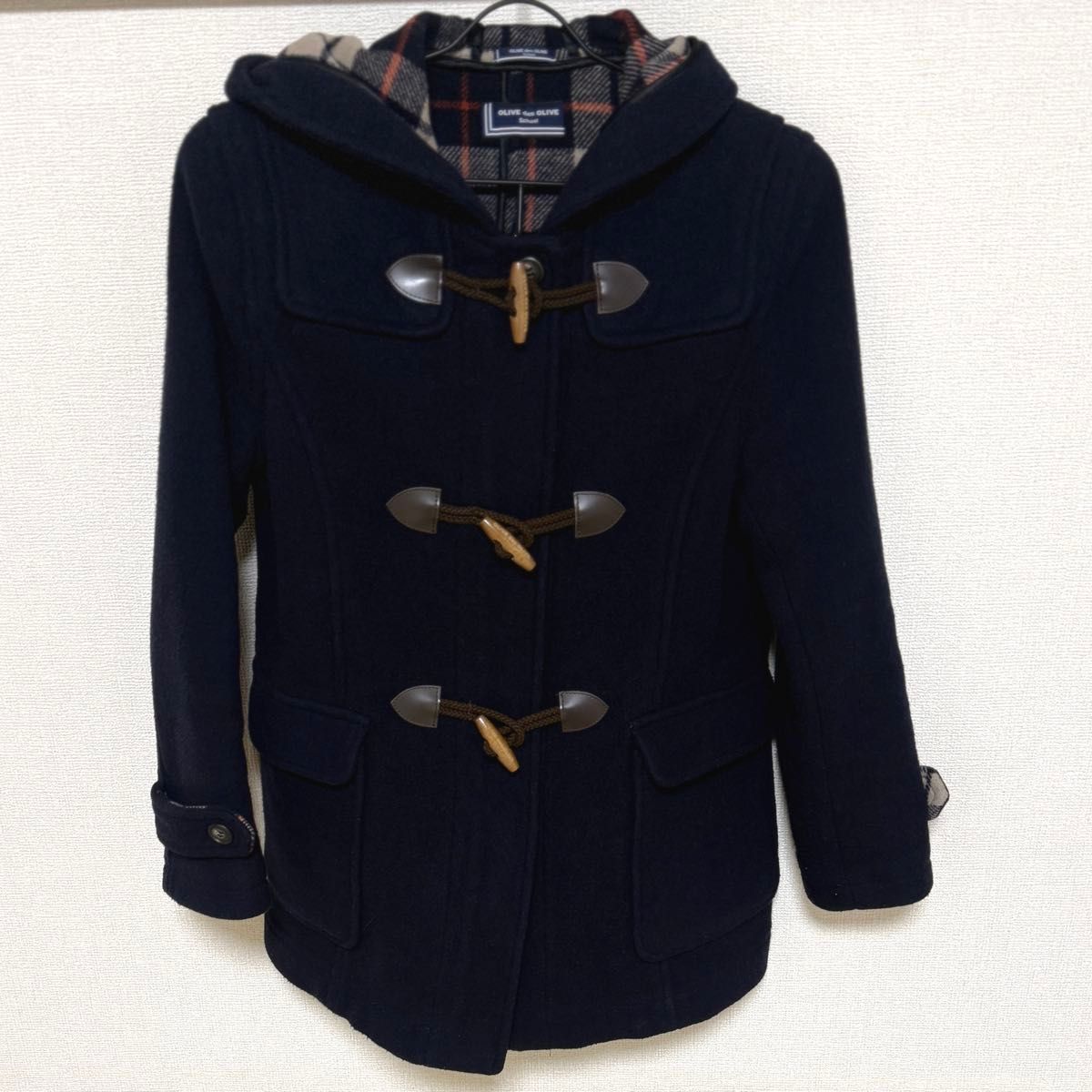 OLIVE des OLIVE ダッフルコート ネイビー チェック柄 M｜Yahoo!フリマ