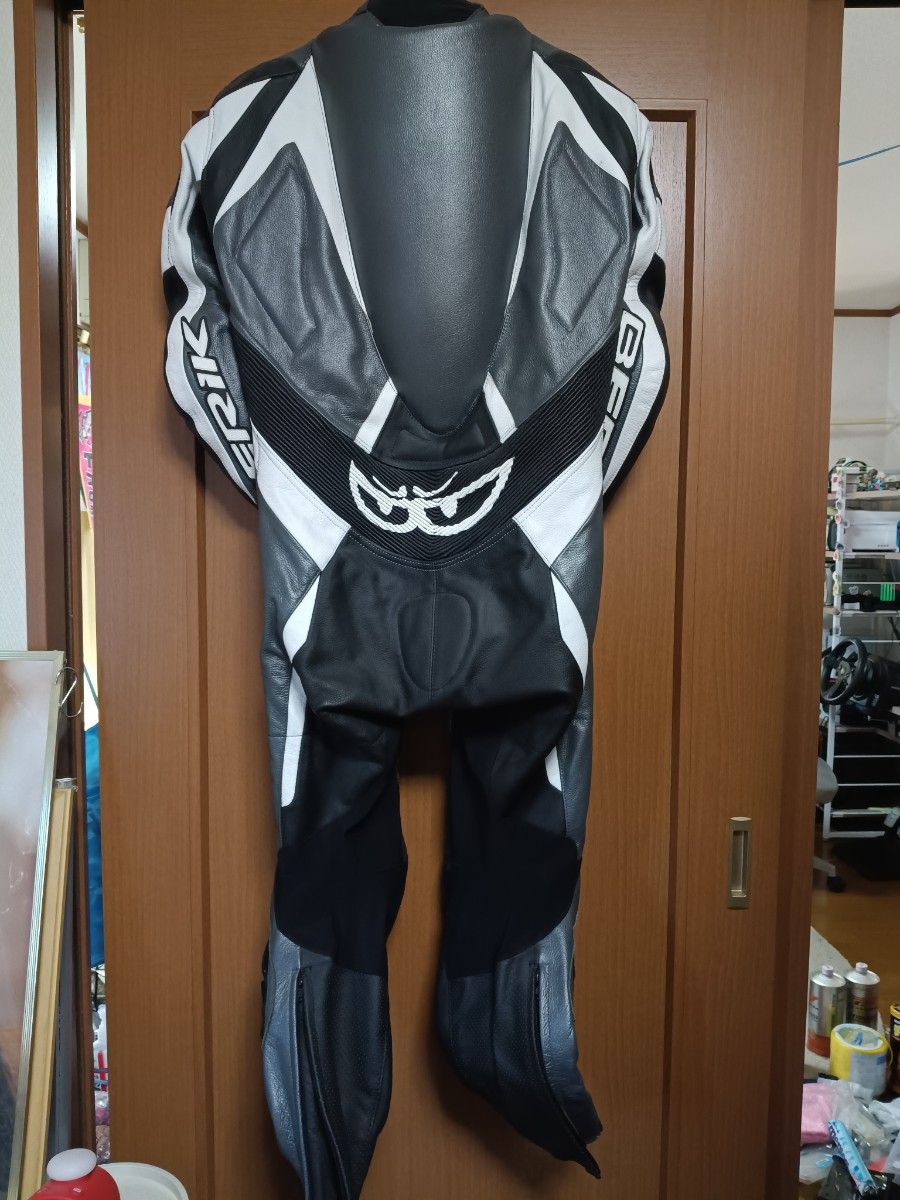 BERIK ベリック レーシングスーツ 革ツナギ MFJ公認 グレー ホワイト M
